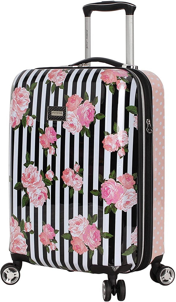 Betsey Johnson Stripe Roses Carry-On Spinner