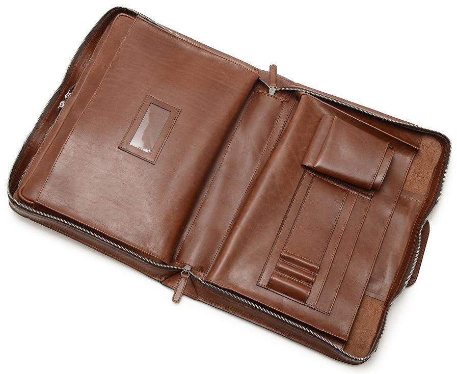Korchmar Jackson Leather Zippered Briefcase