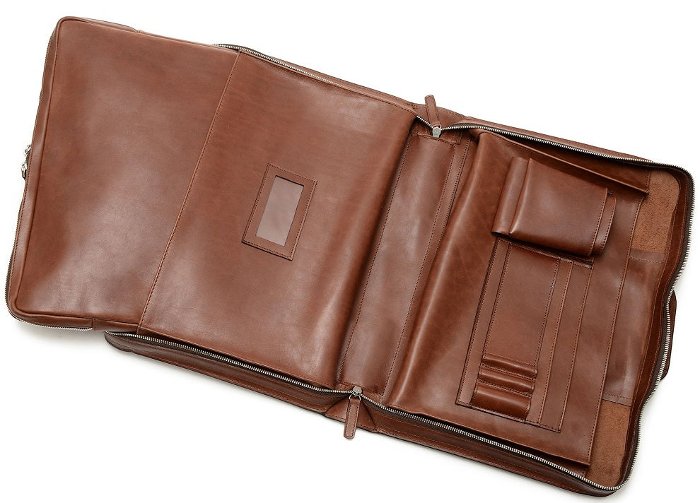 Korchmar Jackson Leather Zippered Briefcase
