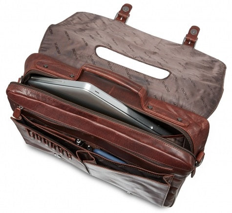Mancini Buffalo Leather Laptop Porthole Briefcase