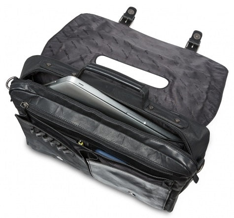 Mancini Buffalo Leather Laptop Porthole Briefcase