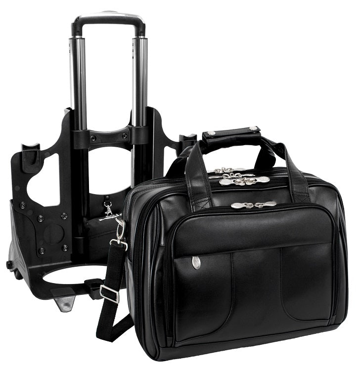 McKlein R Series Chicago 17" Leather Detachable-Wheeled Overnight Laptop Case