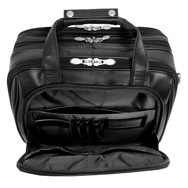 McKlein R Series Chicago 17" Leather Detachable-Wheeled Overnight Laptop Case