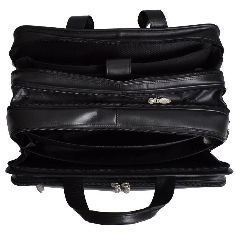 McKlein R Series Walton Leather Expandable Double Compartment Laptop Case w/ Removable Sleeve