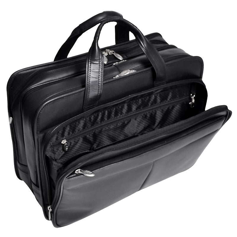 McKlein R Series Walton Leather Expandable Double Compartment Laptop Case w/ Removable Sleeve