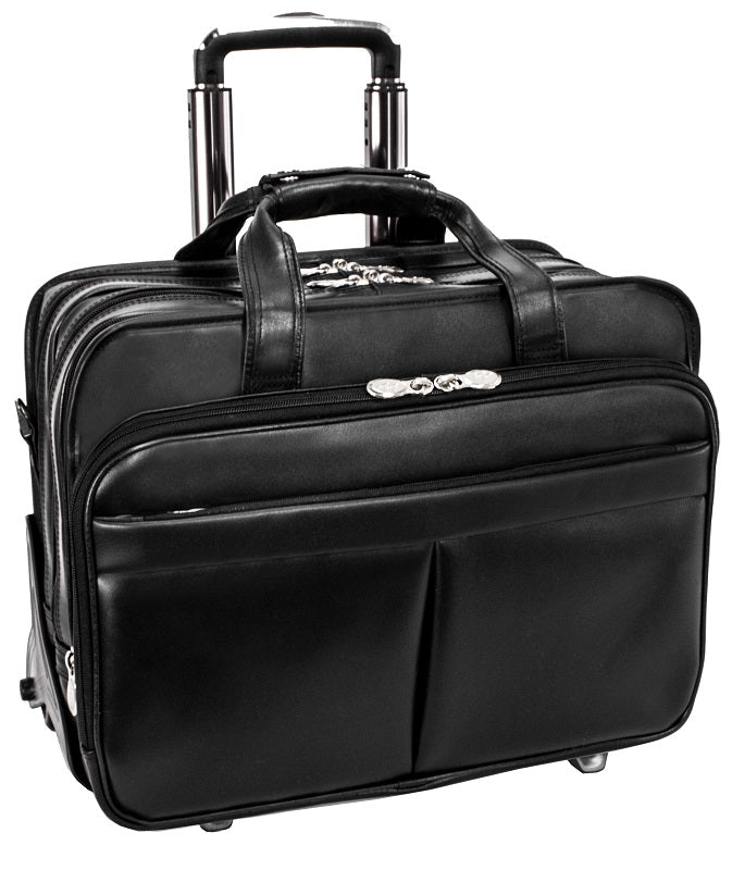 McKlein R Series Roosevelt Leather Detachable-Wheeled Laptop Case w/ Removable Sleeve