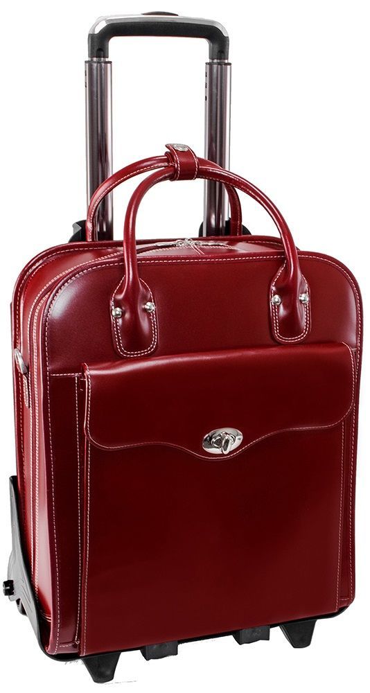 McKlein W Series Melrose Detachable-Wheeled Briefcase in Red