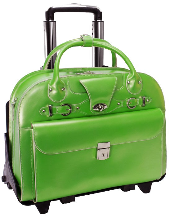 McKlein W Series Roseville Detachable-Wheeled Briefcase in Green