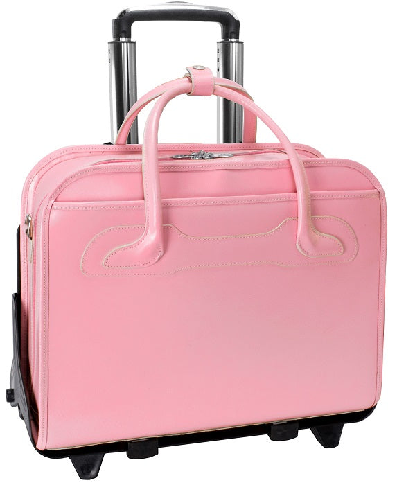 McKlein W Series Willowbrook Detachable-Wheeled Briefcase in Pink
