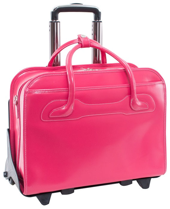 McKlein W Series Willowbrook Detachable-Wheeled Briefcase in Fuchsia