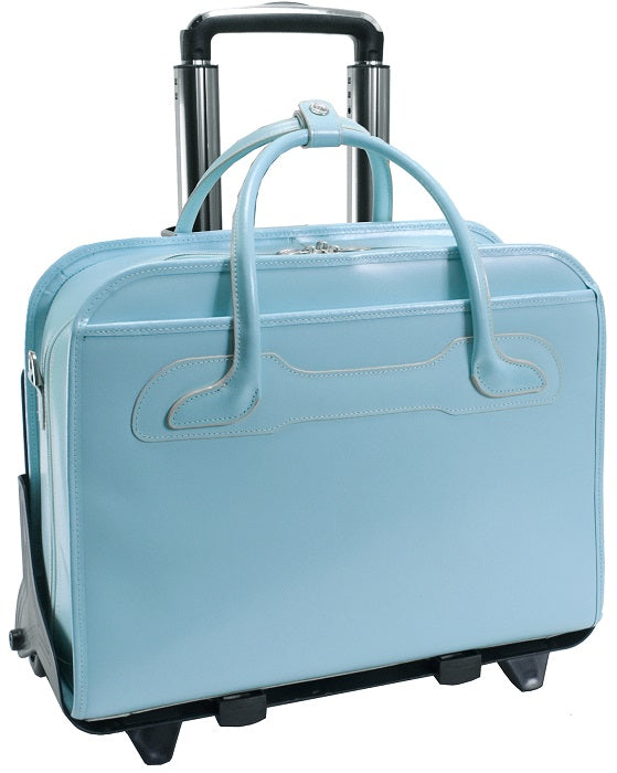 McKlein W Series Willowbrook Detachable-Wheeled Briefcase in Aqua Blue