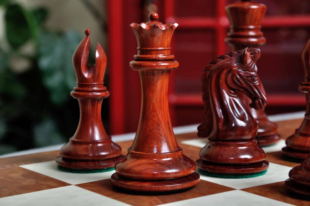 Staunton Imperial Collector Chess Set, Box and Board Combination - Blood Rosewood