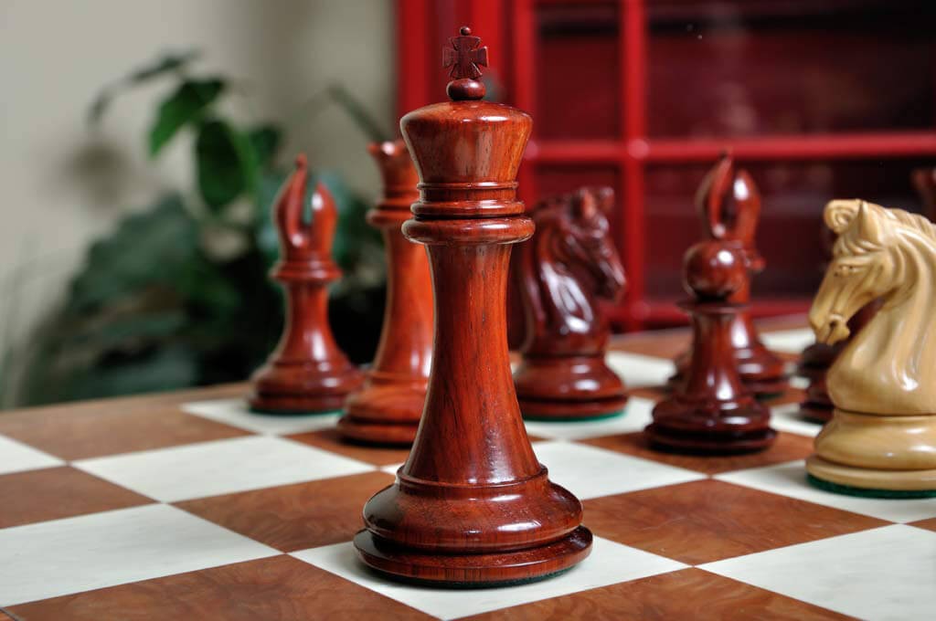 Staunton Imperial Collector Chess Set, Box and Board Combination - Blood Rosewood