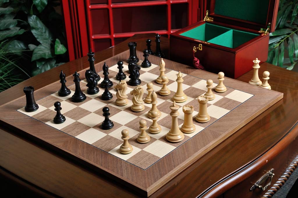 Staunton Leicester Chess Set, Box and Board Combination