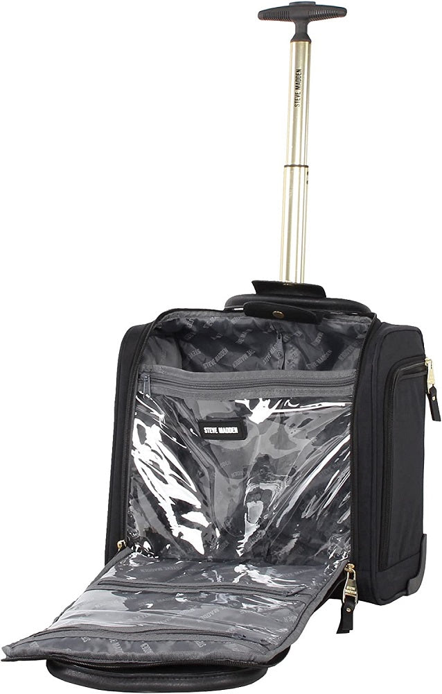 Steve Madden Peek-A-Boo Black 3-Piece Under Seat Luggage Set