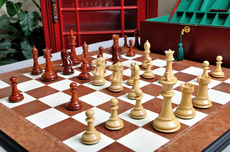 Staunton Capablanca Chess Set, Box and Board Combination - Blood Rosewood