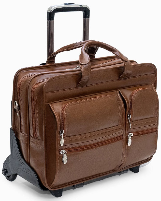 McKlein P Series Clinton Detachable-Wheeled Leather Laptop Case