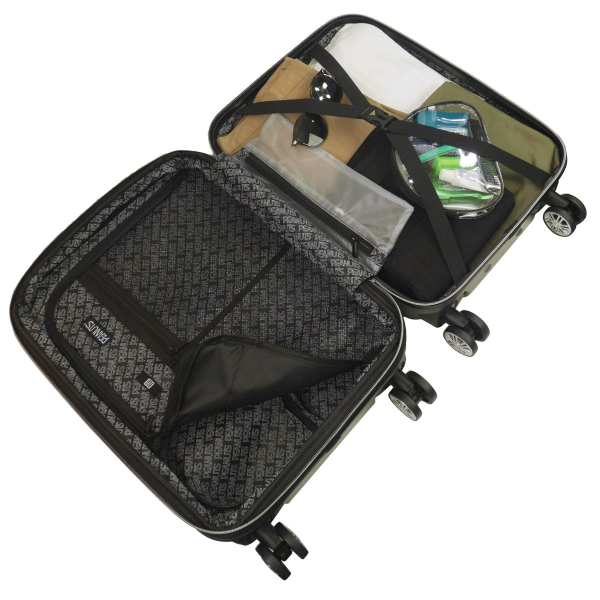 Peanuts Snoopy & Woodstock Black 22" Carry-on Spinner Luggage