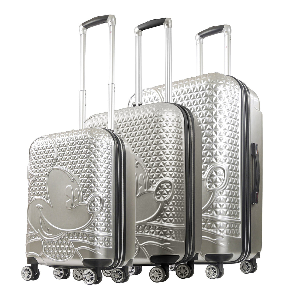 Disney Mickey Mouse Rolling Suitcases 3 Piece Set Silver