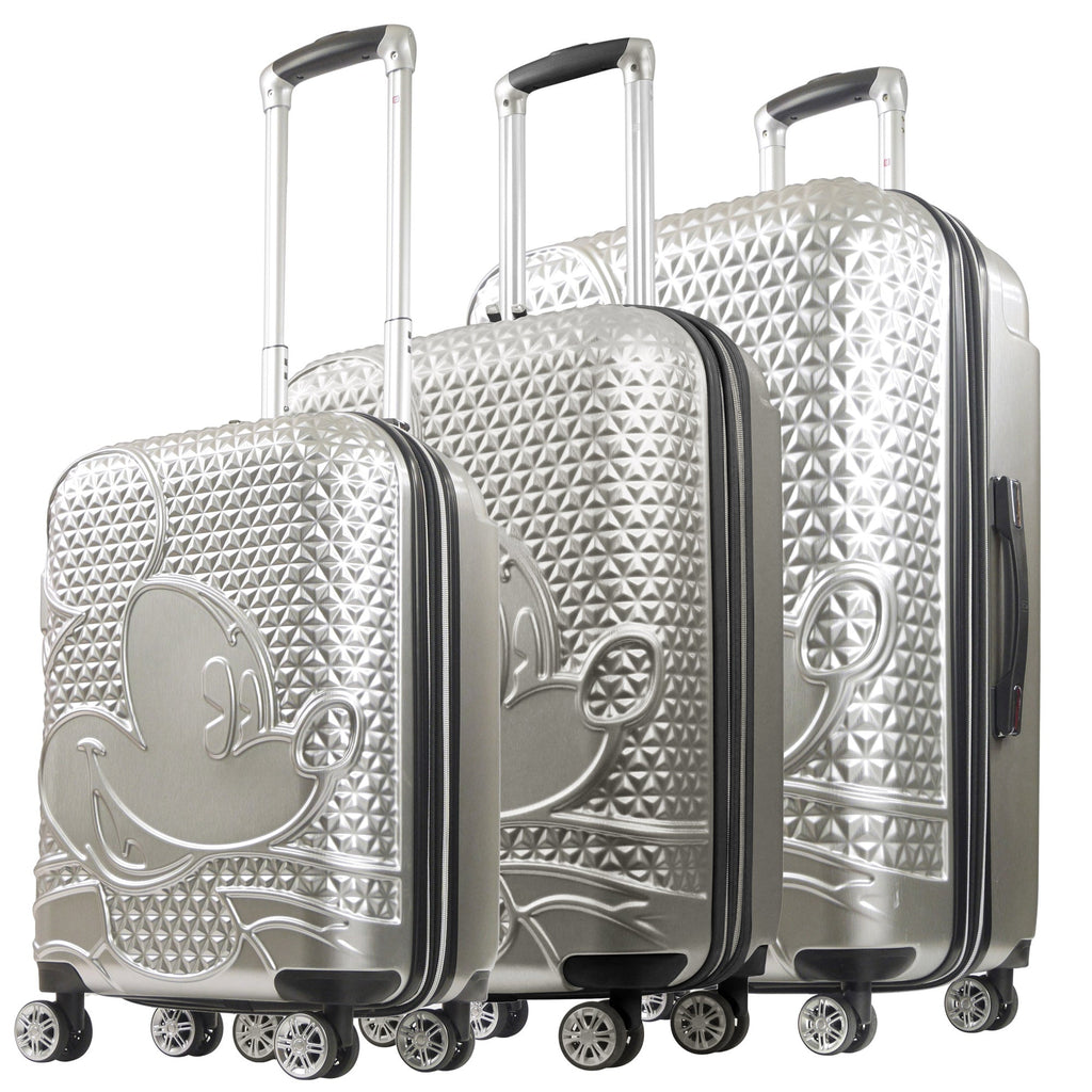 Disney Mickey Mouse Rolling Suitcases 3 Piece Set Silver
