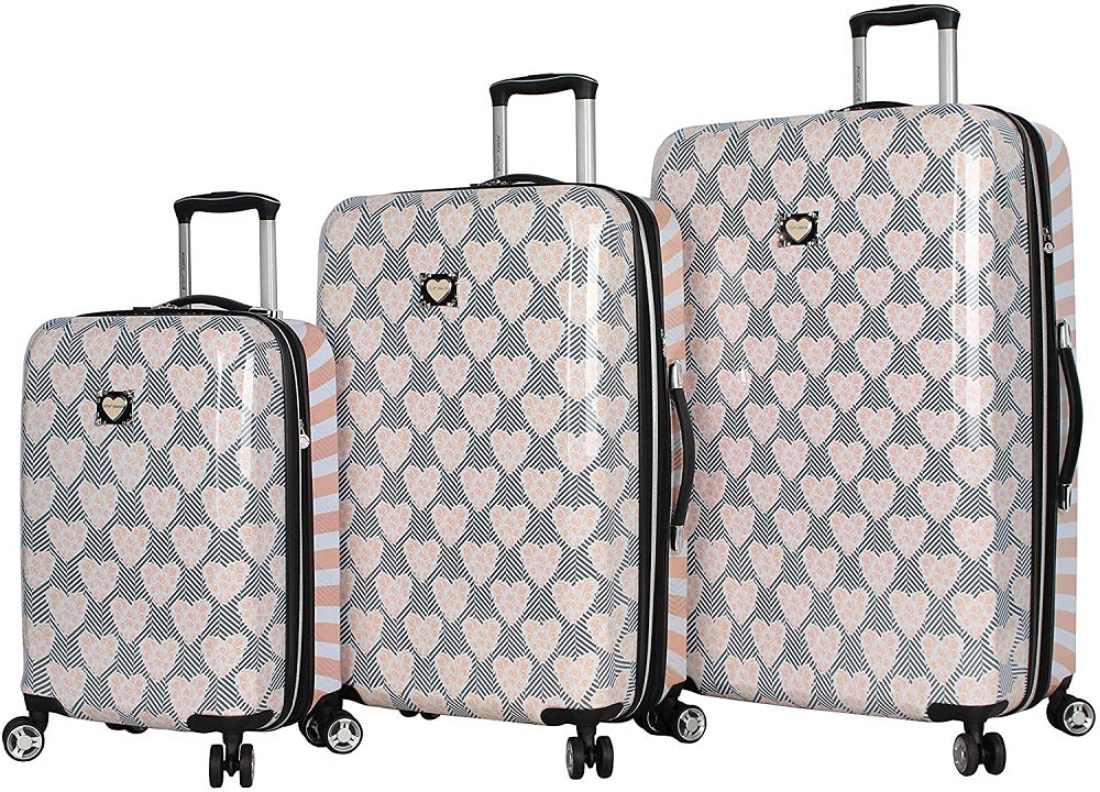 Betsey Johnson Chevron Hearts 3-Piece Luggage Set