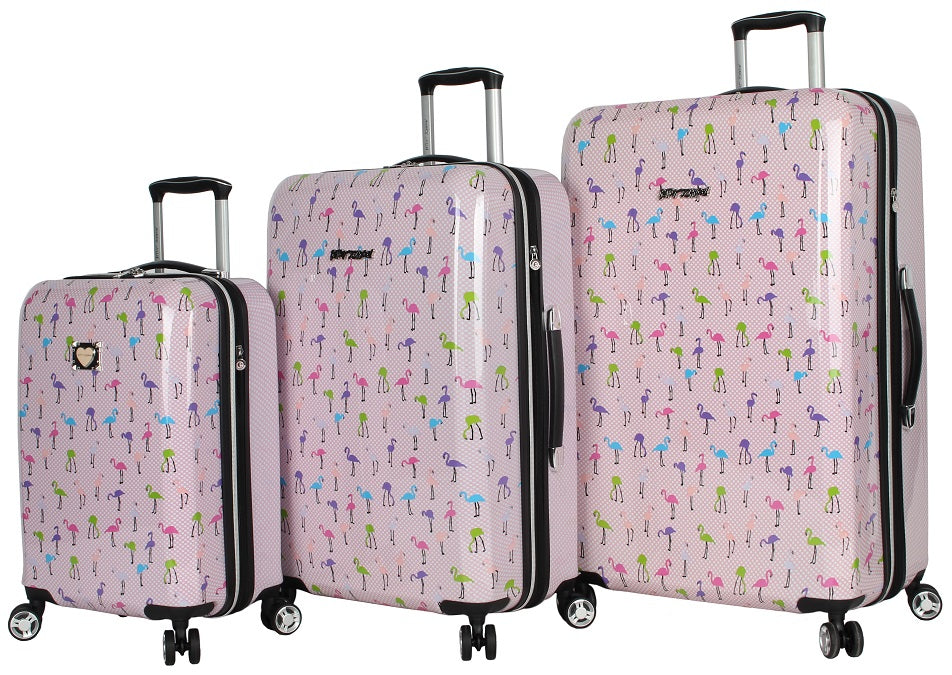 Betsey Johnson Flamingo Parade 3-Piece Luggage Set