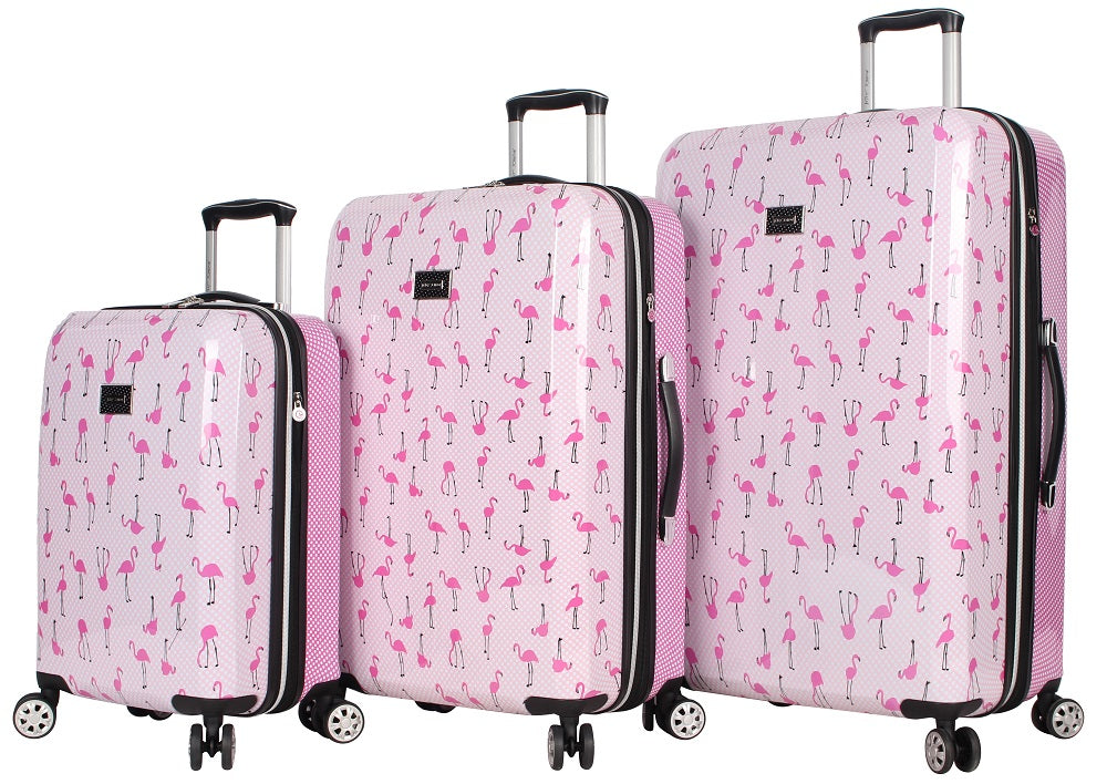 Betsey Johnson Flamingo Strut 3-Piece Luggage Set