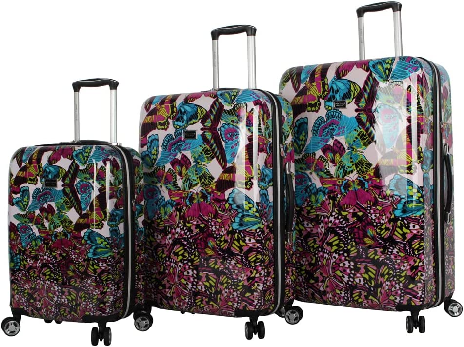 Betsey Johnson Magenta Butterfly 3-Piece Luggage Set