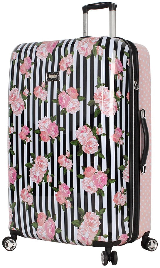 Betsey Johnson Stripe Roses 26" Spinner