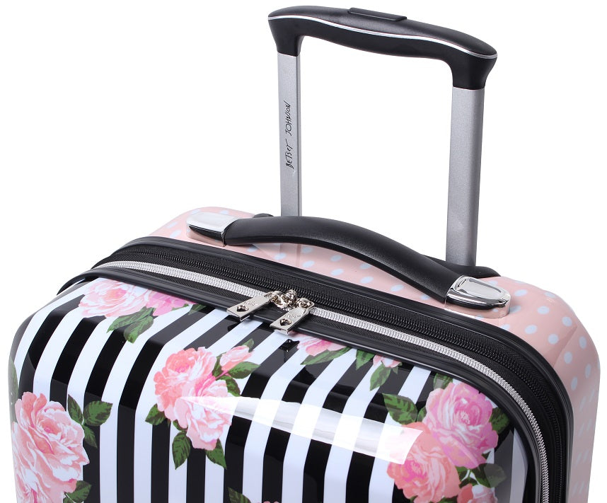 Betsey Johnson Stripe Roses 3-Piece Luggage Set