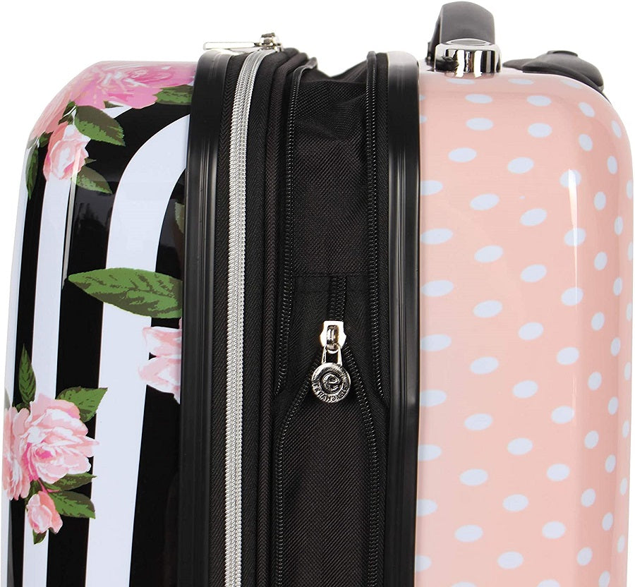 Betsey Johnson Stripe Roses Carry-On Spinner