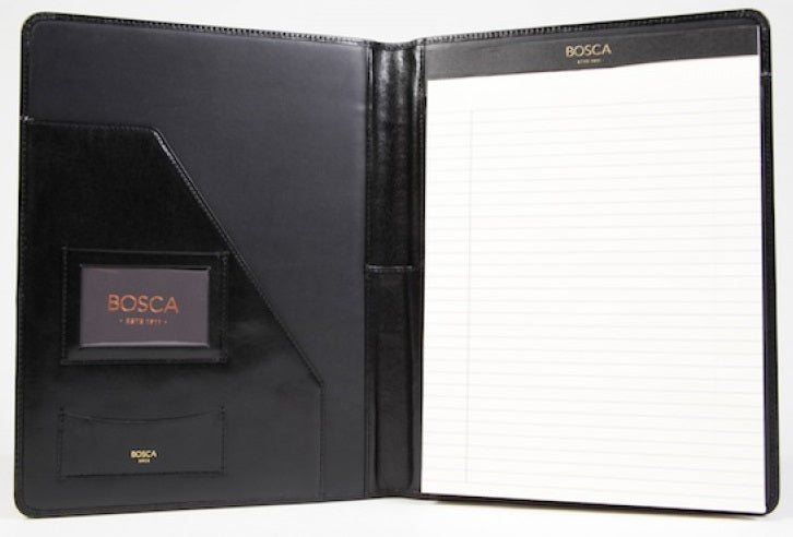 Bosca Old Leather Pad Cover Leather Portfolio in Black