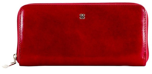 Bosca Old Leather Zip Around Wallet in Brick Red