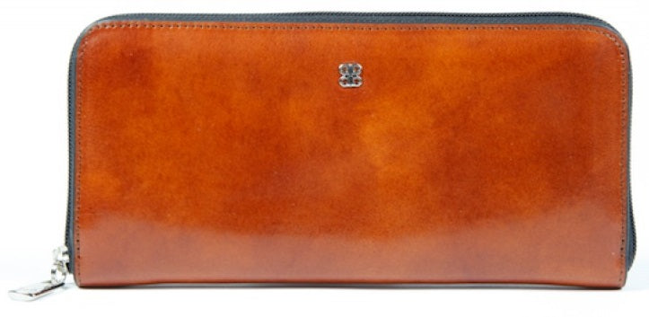 Bosca Old Leather Zip Around Wallet in Amber