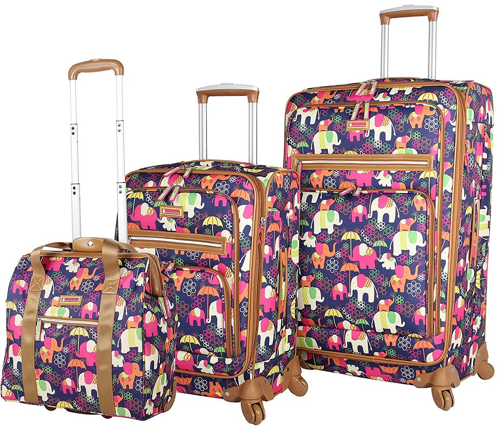 Lily Bloom Elephant Rain 3-Piece Under Seat Luggage Set