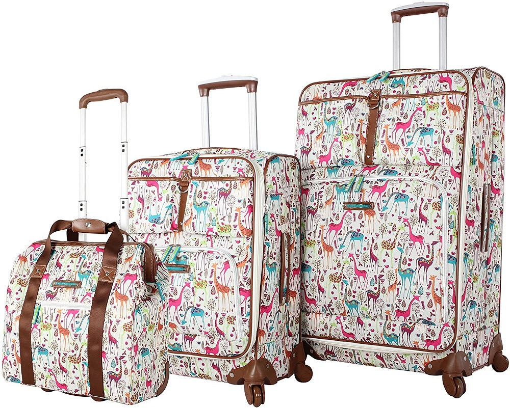 Lily Bloom Giraffe Park 3-Piece Under Seat Luggage Set