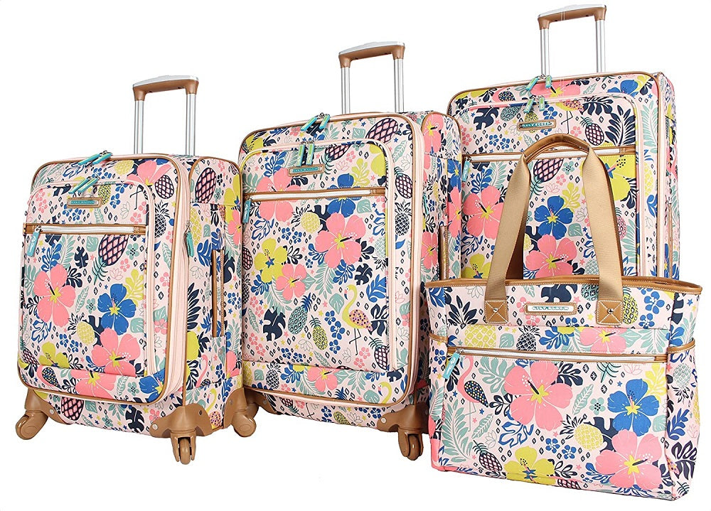 Lily Bloom Tropical Pineapple 4-Piece Luggage Set