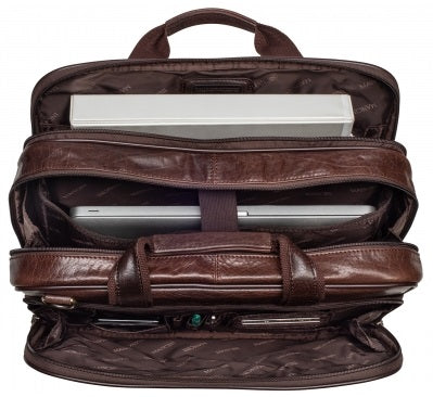 Mancini Arizona Leather Double Compartment Laptop Briefcase