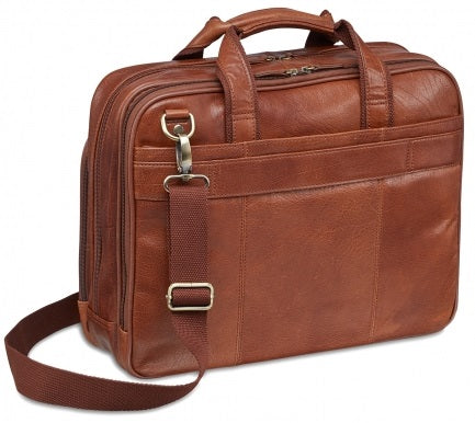Mancini Arizona Leather Double Compartment Laptop Briefcase