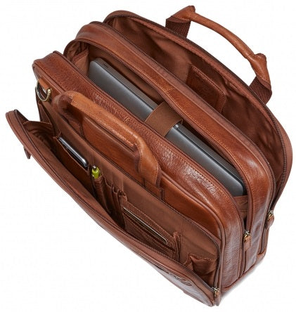 Mancini Arizona Leather Double Compartment Laptop Briefcase