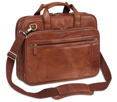 Mancini Arizona Leather Double Compartment Laptop Briefcase