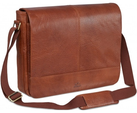 Mancini Arizona Leather Laptop Messenger Bag in Cognac