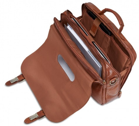 Mancini Arizona Leather Laptop Porthole Briefcase