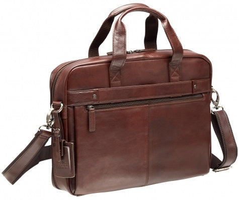 Mancini Beverly Hills Leather Single Compartment Laptop Briefcase
