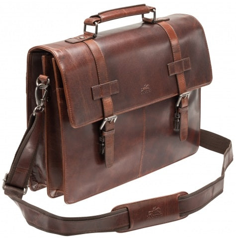 Mancini Buffalo Leather Double Compartment 15.6" Laptop Briefcase