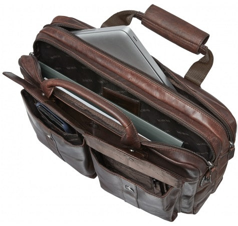 Mancini Buffalo Leather Double Compartment Laptop Briefcase