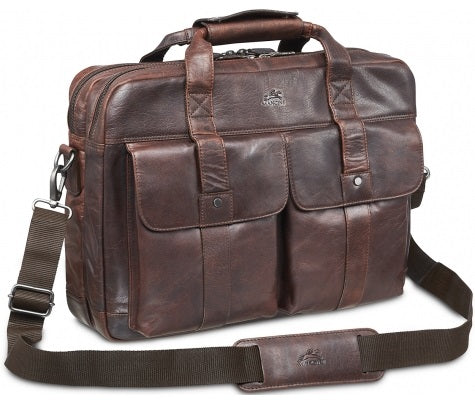 Mancini Buffalo Leather Double Compartment Laptop Briefcase