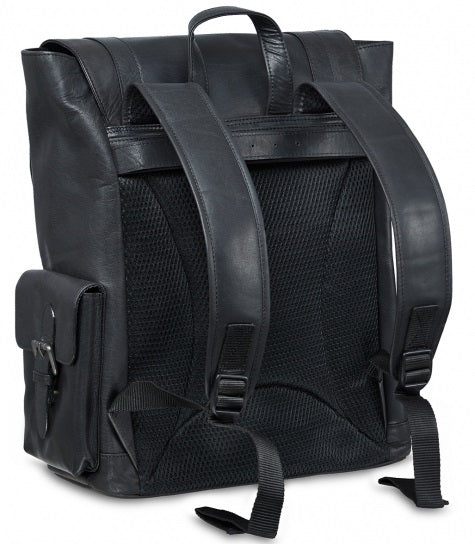 Mancini Buffalo Leather Flapover Laptop Backpack