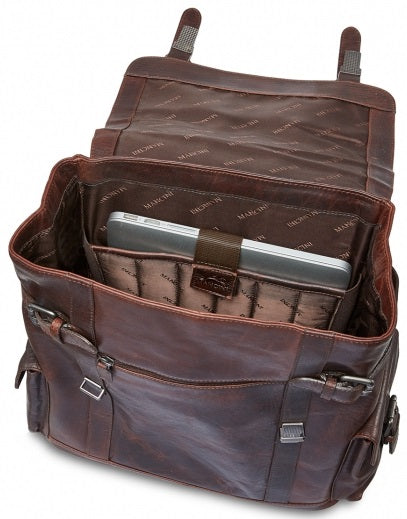 Mancini Buffalo Leather Flapover Laptop Backpack