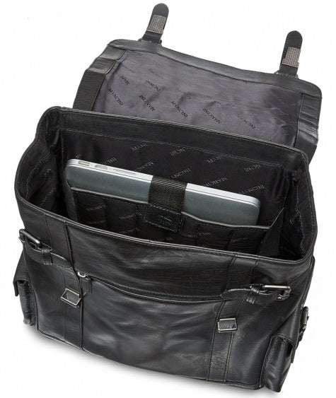 Mancini Buffalo Leather Flapover Laptop Backpack